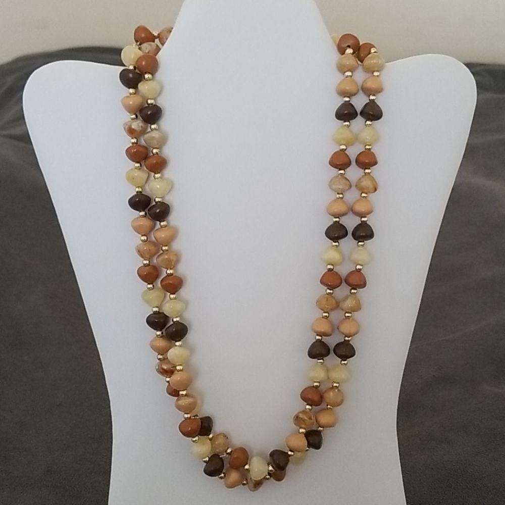 Long Stone 1980s Necklace